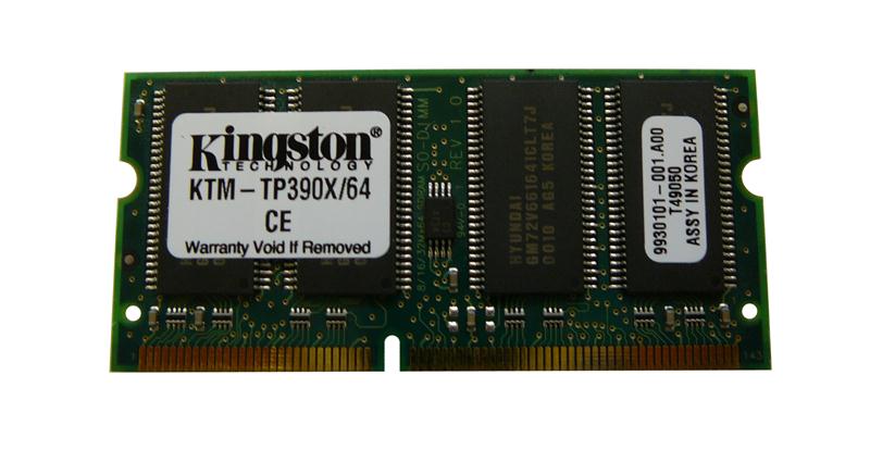 KTM-TP390X/64 | Kingston 64MB 100MHz PC100 non-ECC Unbuffered CL2 144-Pin SoDimm 3.3V Memory Module