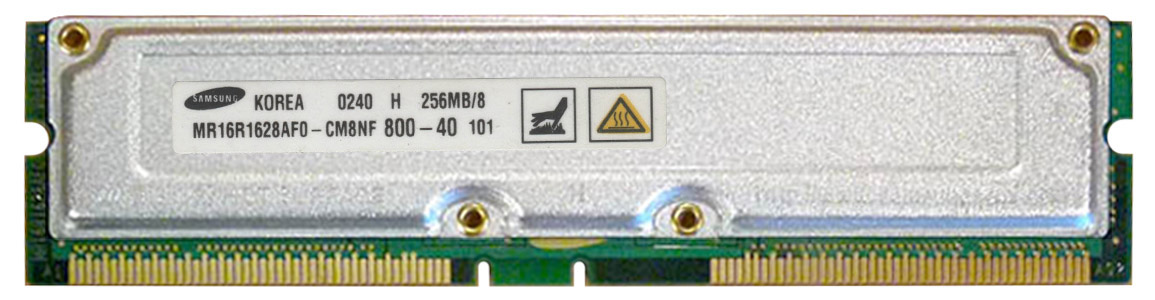 MR16R1628AF0-CM8 | Samsung Rambus 256MB PC800 800MHz 40ns non-ECC 184-Pin RDRAM RIMM Memory Module