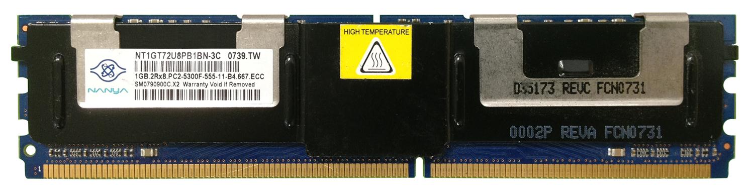 NT1GT72U8PB1BN-3C | Nanya 1GB DDR2-667MHz PC2-5300 Fully Buffered CL5 240-Pin DIMM 1.8V Dual Rank Memory Module