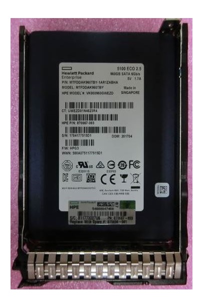 870667-003 | HPE 960gb Sata 6gbps 2.5 Sff Hot Swap Sc Digitally Signed Firmware Solid State Drive SSD for Proliant Gen9 And Gen10 Servers