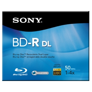 BNR50R2H | Sony Blu-ray Recordable Media - BD-R DL - 4x - 50 GB - 120mm46 Hour Maximum Recording Time