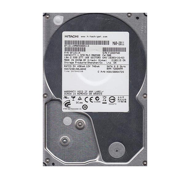 0F12114 | Hitachi Deskstar 7K3000 1.5TB 7200RPM SATA 6Gb/s 64MB Cache 3.5 Hard Drive