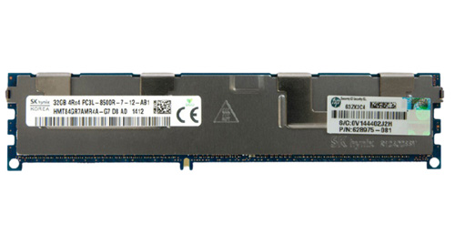 628975-081 | HP 32GB (1X32GB) 1066MHz PC3-8500 CL7 ECC Quad Rank X4 1.35V Low-voltage DDR3 SDRAM 240-Pin DIMM Memory for ProLiant Server BL460C G7