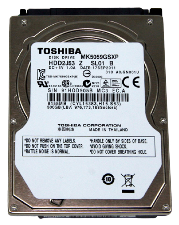 HDD2J53 | Toshiba 500GB 5400RPM 8MB Cache SATA 3Gb/s 2.5 Notebook Hard Drive