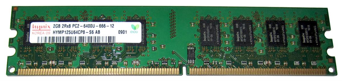 HYMP125U64CP8-S6-06 | Hynix 2GB DDR2-800MHz PC2-6400 non-ECC Unbuffered CL6 240-Pin DIMM 1.8V Dual Rank Memory Module