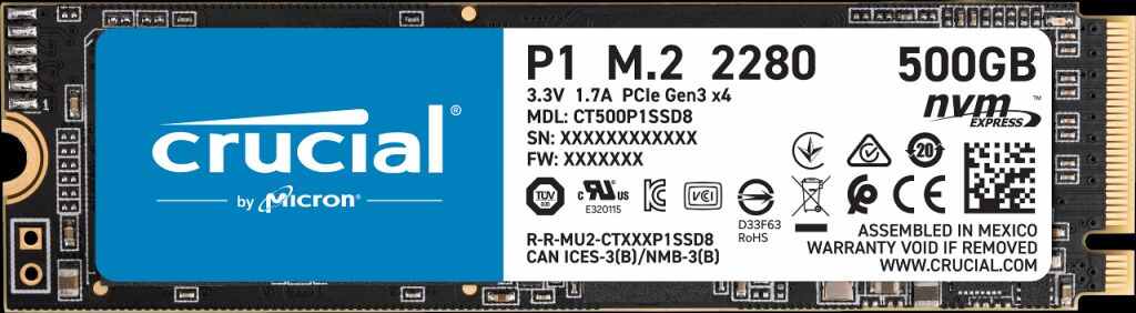 CT500P1SSD8 | Crucial P1 500gb PCIe G3 1x4 / Nvme M.2 2280 Internal Solid State Drive SSD - NEW