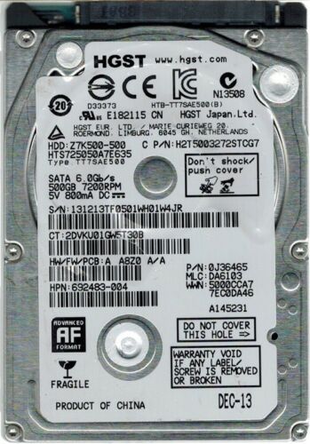 0J36465 | Hitachi 500GB 7200RPM SATA 6 Gbps 2.5 32MB Cache Hard Drive