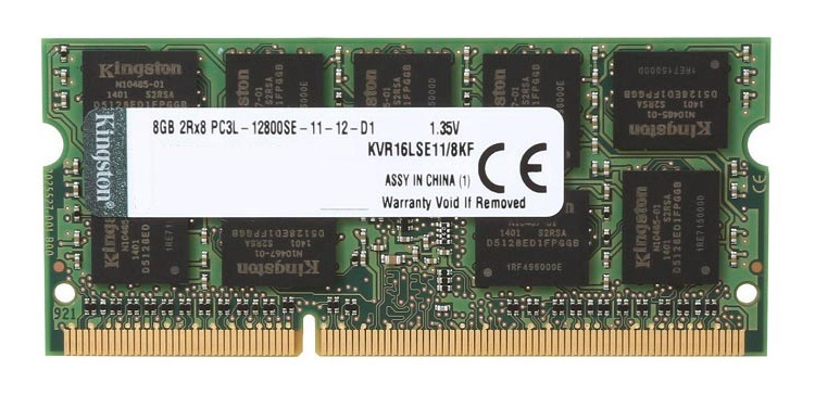 KVR16LSE11/8KF | Kingston 8GB DDR3-1600MHz PC3-12800 ECC Unbuffered CL11 204-Pin SoDimm 1.35V Low Voltage Memory Module