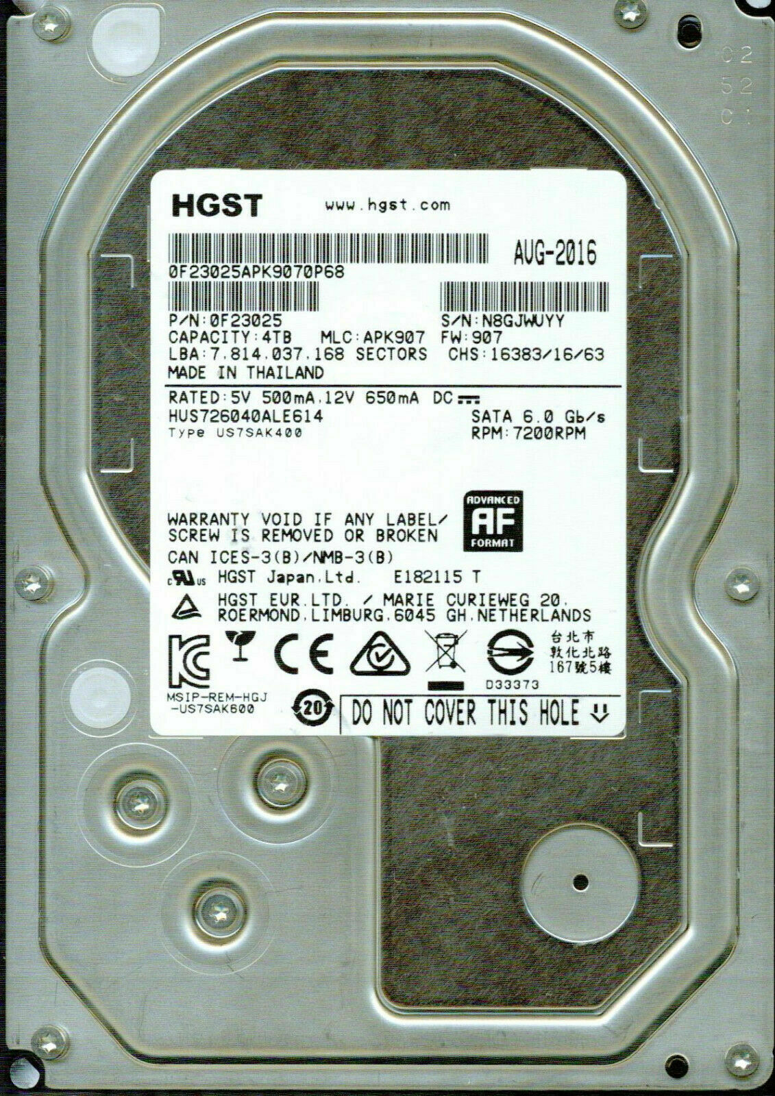 0F22813 | Hitachi 5TB 7200RPM SAS 12 Gbps 3.5 128MB Cache Ultrastar Hard Drive