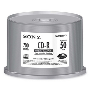 50CDQ80PT3 | Sony 48x CD-R Media - 700MB - 120mm - 50 Pack Spindle