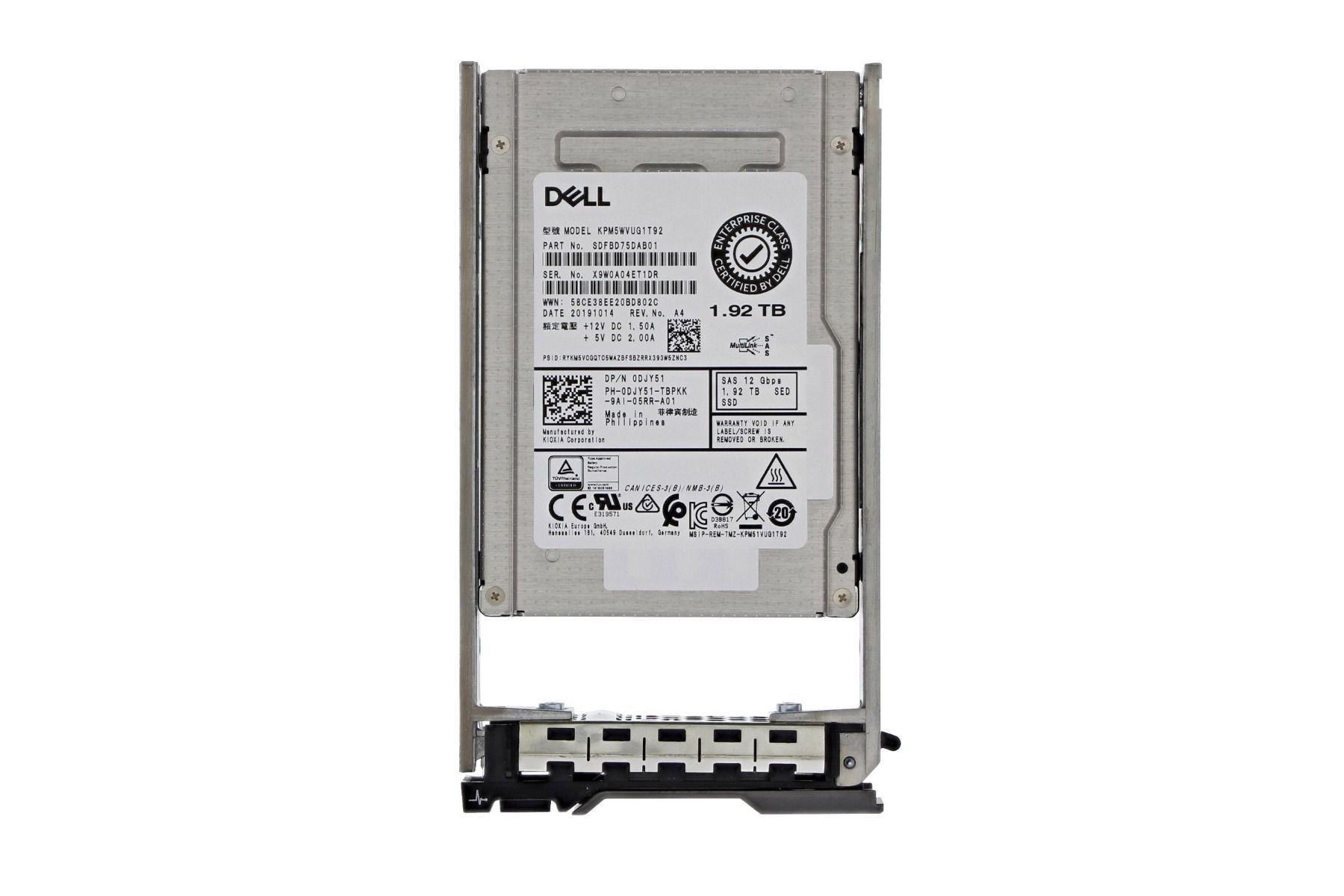 DJY51 | Dell 1.92tb Self-encrypting Fips 140-2 Mix Use Tlc SAS 12gbps 512n 2.5inch Hot Plug Solid State Drive SSD - NEW