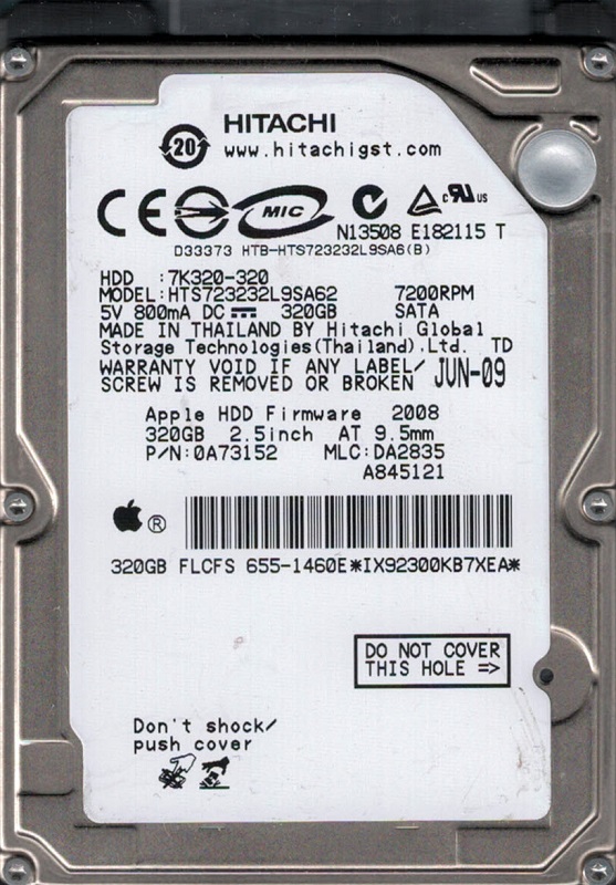 0A73333 | Hitachi 320GB 7200RPM SATA 3 Gbps 2.5 16MB Cache Hard Drive