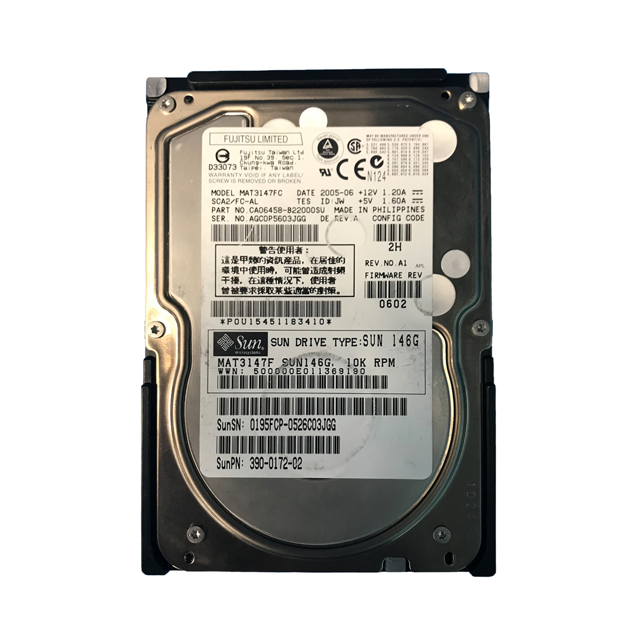 390-0172 | Sun 146GB 10000RPM Fibre Channel 3.5 Hard Drive