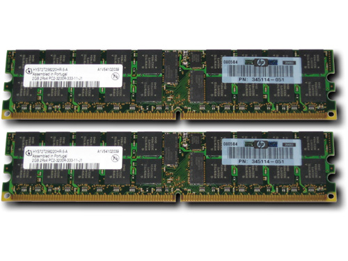 375004-B21 | HP 4GB (2X2GB) 400MHz PC2-3200 CL3 ECC DDR2 SDRAM DIMM Memory Kit for Server