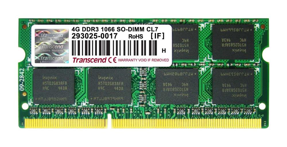 TS512MSK64V1N | Transcend 4GB DDR3-1066MHz PC3-8500 non-ECC Unbuffered CL7 204-Pin SoDimm 1.35V Low Voltage Memory Module