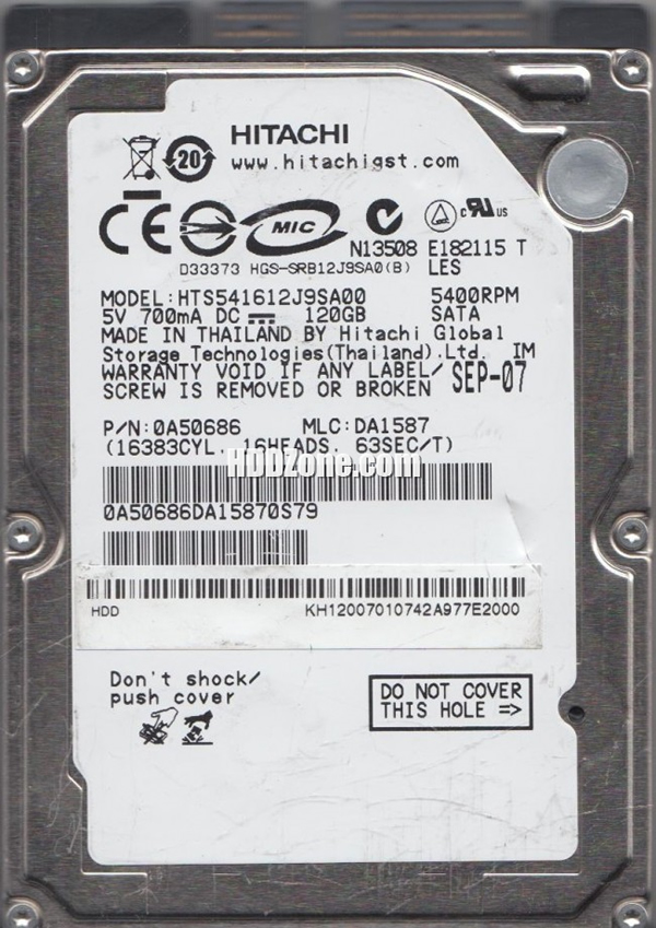 0A52020 | Hitachi 40GB 5400RPM SATA 1.5 Gbps 2.5 8MB Cache Hard Drive