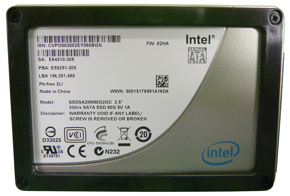 SSDSA2M080G2GC | Intel 80GB SATA 3Gb/s MLC 2.5 Solid State Drive (SSD)