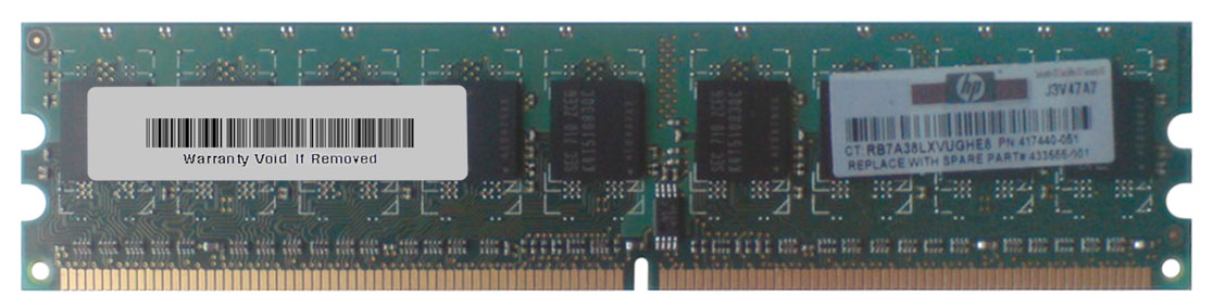 417440-051 | HP 512MB DDR2-667MHz PC2-5300 ECC Unbuffered CL5 240-Pin DIMM 1.8V Memory Module