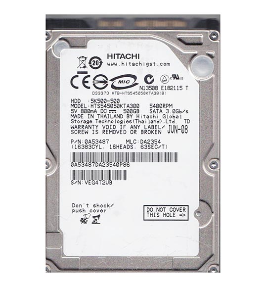 0A53487 | Hitachi Travelstar 5K500 500GB 5400RPM SATA 3GB/s 8MB Cache 2.5 Hard Disk Drive