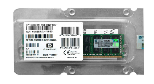 748672-001 | HP 16GB (1X16GB) 2133MHz PC4-17000 CL15 ECC Dual Rank Low-voltage DDR4 SDRAM 288-Pin RDIMM HP Memory - NEW