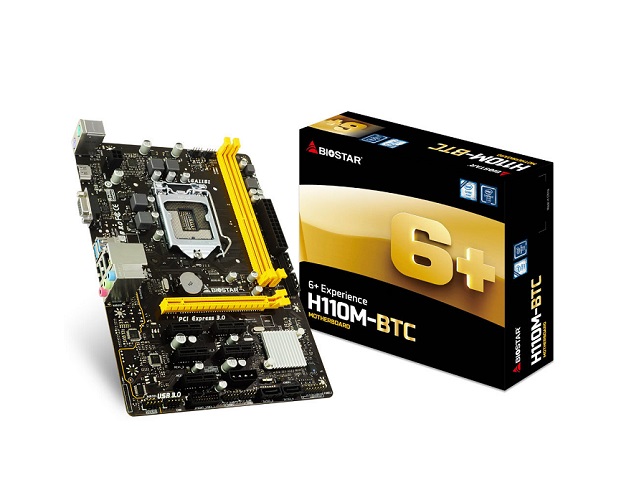 H110M-BTC | Biostar Micro-ATX LGA 1151 Intel H110 6 GPU Mining Motherboard