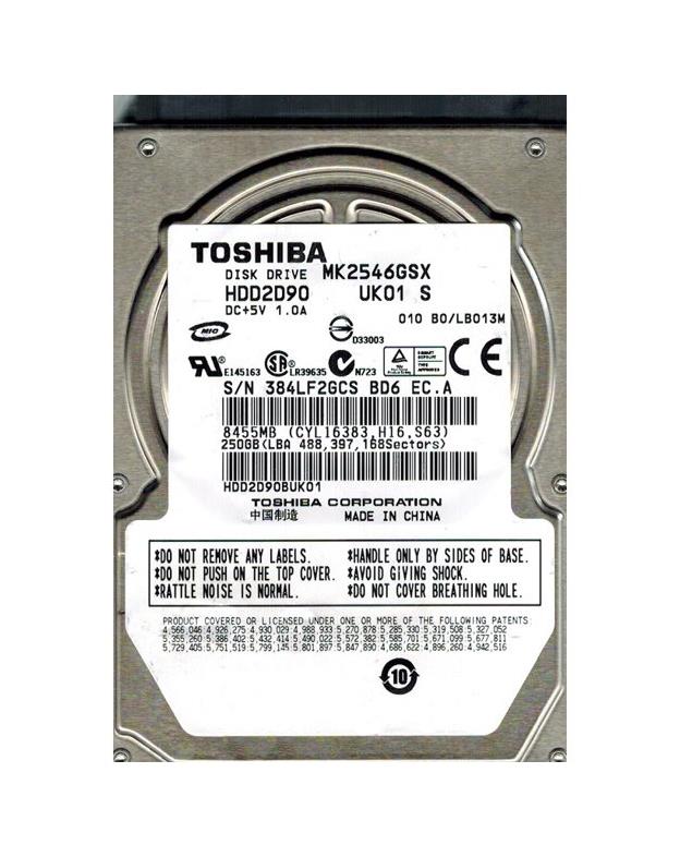 HDD2D90 | Toshiba 250GB 5400RPM SATA Gbps 2.5 8MB Cache Hard Drive