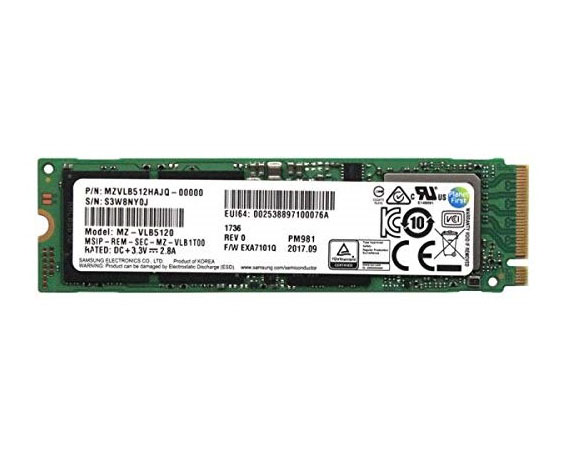 MZVLB512HAJQ | Samsung PM981 512GB M.2 PCI-Express 3.0 X4 NVMe Solid State Drive (SSD)