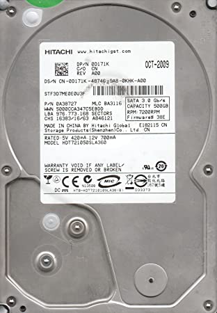 0A38727 | Hitachi 500GB 7200RPM SATA 3 Gbps 3.5 16MB Cache Deskstar Hard Drive