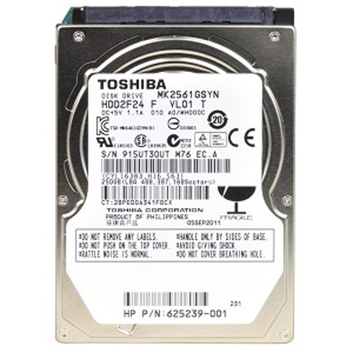 MK2561GSYN | Toshiba 250GB 7200RPM SATA 3Gb/s 16MB Cache 2.5 Notebook Hard Drive
