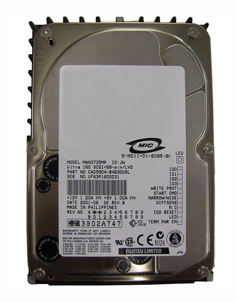 MAN3735MP | Fujitsu Enterprise 73.5GB 10000RPM Ultra-160 SCSI 68-Pin 8MB Cache 3.5 Hard Drive