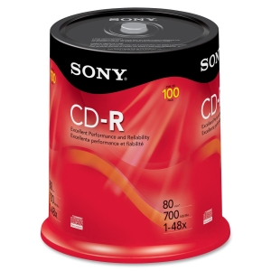 100CDQ80RS | Sony 48x CD-R Media - 700MB - 120mm - 100 Pack Spindle