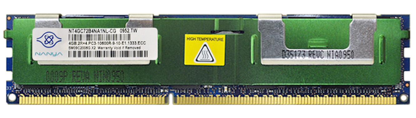 NT4GC72B4NA1NL-CG | Nanya 4GB DDR3-1333MHz PC3-10600 ECC CL9 240-Pin DIMM 1.5V Dual Rank Memory Module