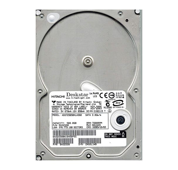 0A32558 | Hitachi Deskstar 7K500 500GB 7200RPM SATA 3GB/s 16MB Cache 3.5 Hard Disk Drive