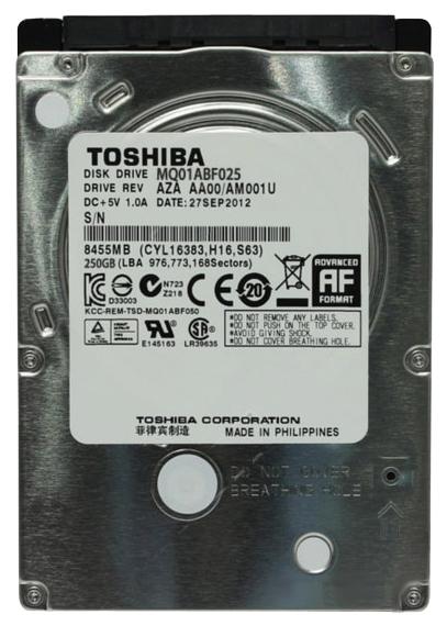 MQ01ABF025 | Toshiba 250GB 5400RPM SATA Gbps 2.5 8MB Cache Mobile Thin Hard Drive