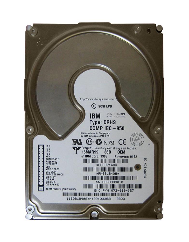 08L8408 | IBM 36GB 7200RPM Ultra 160 SCSI 3.5 4MB Cache Hard Drive