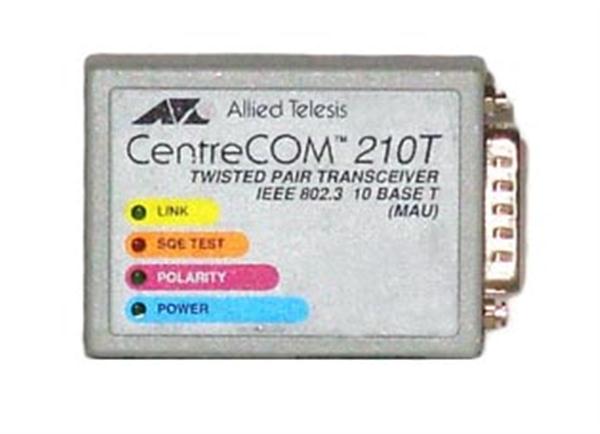 210TX | Allied Telesis CentreCom IEEE 802.3 10Base-T MAU RJ45 to AUI Twisted Pair Transceiver