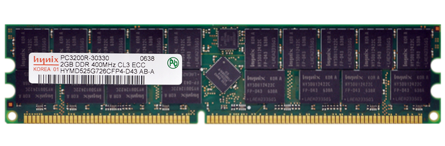 HYMD525G726CFP4-D43 | Hynix 2GB DDR-400MHz PC3200 ECC CL3 184-Pin DIMM 2.5V Dual Rank Memory Module