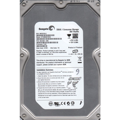 ST3300831SCE | Seagate DB35 Series 300GB 7200RPM SATA 8MB Cache 3.5 Hard Drive