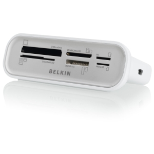F4U003-WHT | Belkin USB 2.0 FlashCard Reader - CompactFlash Type I CompactFlash Type II Memory Stick Duo Memory Stick Micro (M2) Memory