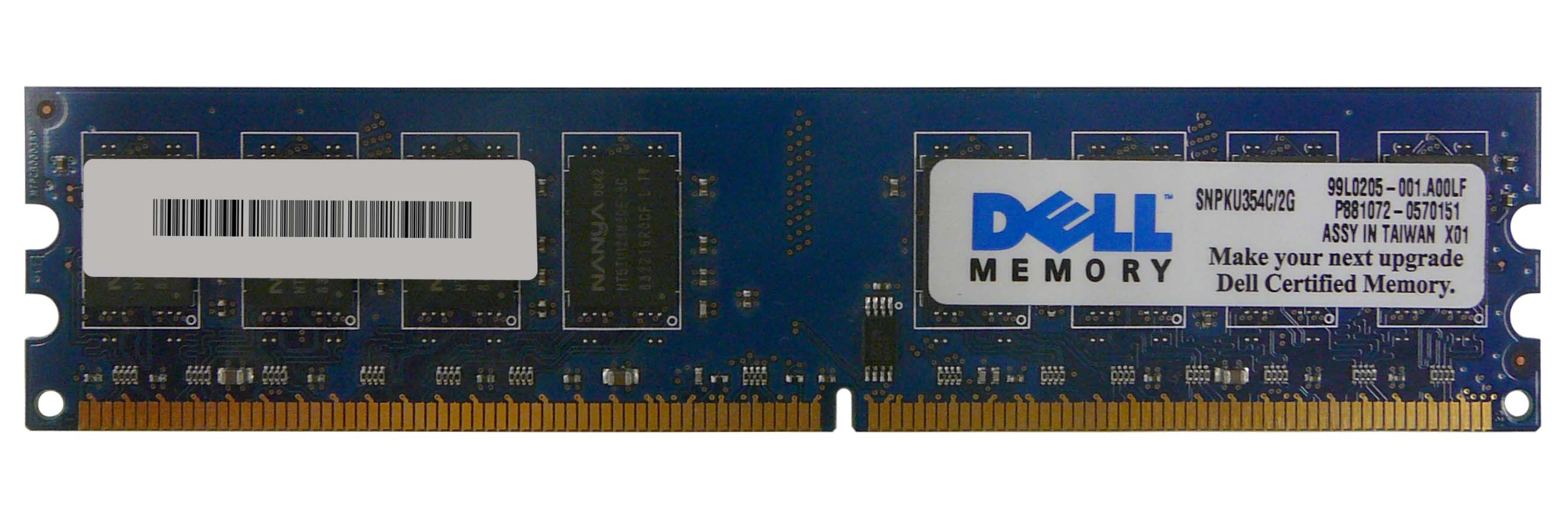 SNPKU354C/2G | Dell 2GB DDR2-667MHz PC2-5300 non-ECC Unbuffered CL5 240-Pin DIMM 1.8V Memory Module