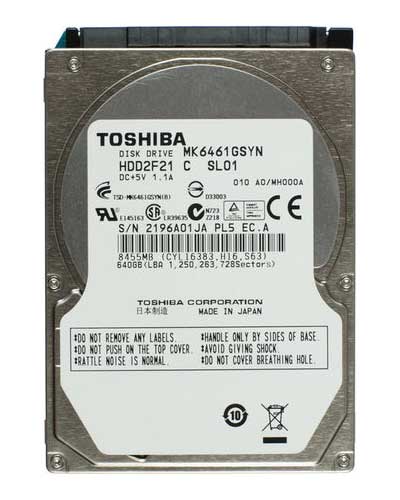 MK6461GSYN | Toshiba 640GB 7200RPM SATA 3 Gbps 2.5 16MB Cache Hard Drive