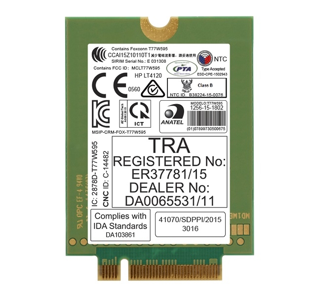 N8T16UT#ABA | HP Lt4120 M.2 Card Cellular Modem for EliteBook 745 G3 150 Mbps GSM/GPRS/EDGE/CDMA/HSPA+/LTE