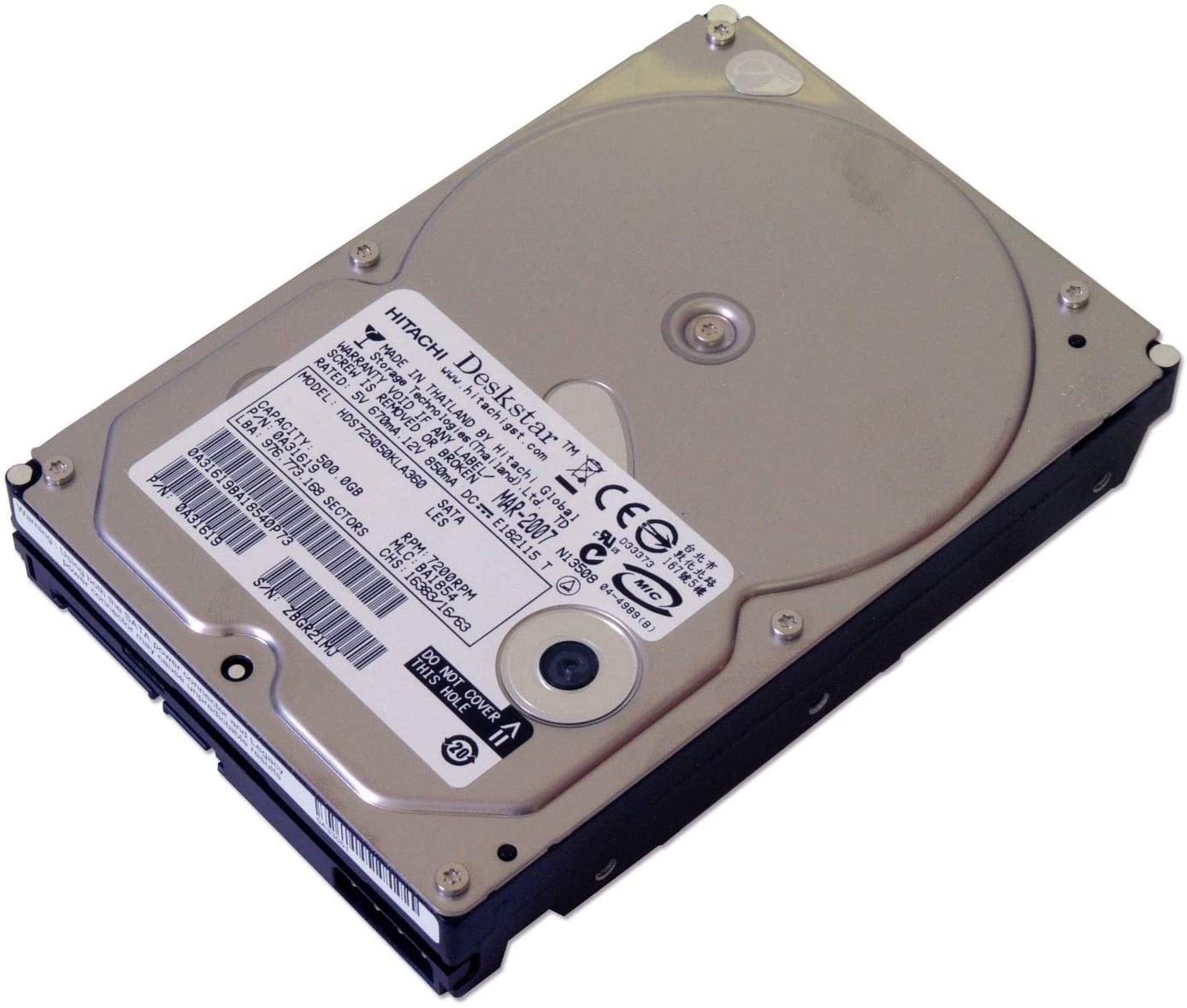 HDS725050KKA360 | Hitachi 500GB 7200RPM SATA 3 Gbps 3.5 16MB Cache Hard Drive