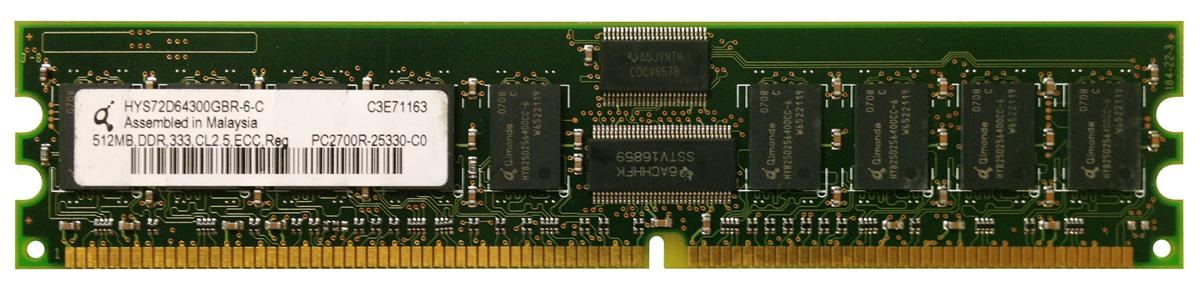 HYS72D64300GBR-6-C | Infineon 512MB DDR-333MHz PC2700 ECC CL2 184-Pin DIMM 2.5V Memory Module