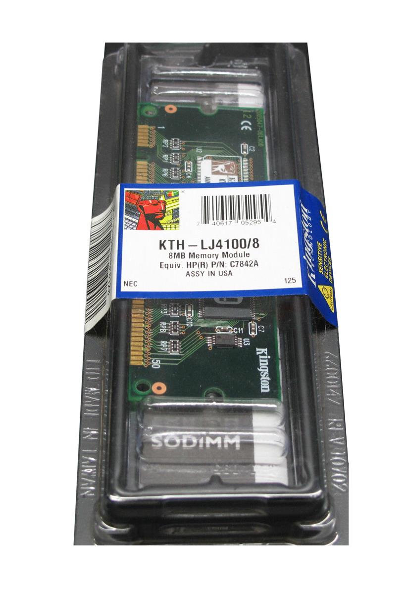 KTH-LJ4100/8 | Kingston 8MB 100MHz PC100 non-ECC Unbuffered CL2 100-Pin SoDimm 3.3V Memory Module