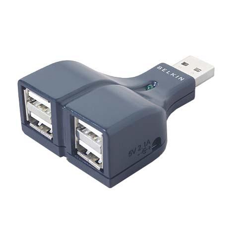 F5U218VMOB | Belkin 4-Port USB 2.0 Thumb Hub Use 2 Devices On 1 USB Port W/ Power Supply