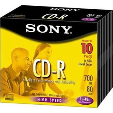 10CDQ80L3//T | Sony 48x CD-R Media - 700MB - 10 Pack