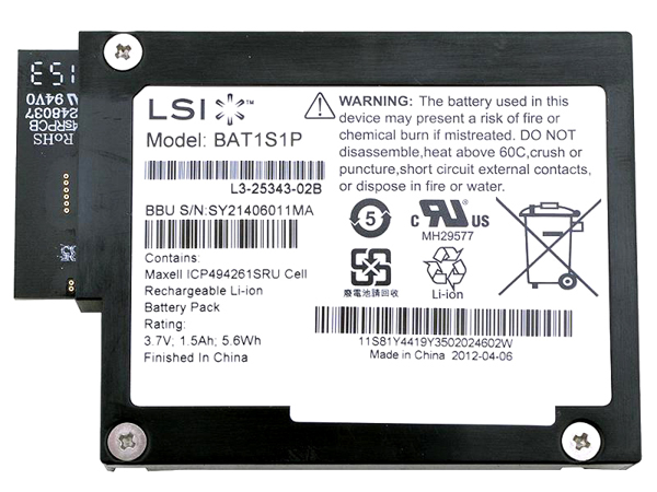 L3-25343-05C | LSI L3-25343-05C LSI-IBBU08 MegaRAID 3.7V 1.59AH 5.6WH Battery Backup Unit for LSI 9260, 9261, and 9280 Series Controllers