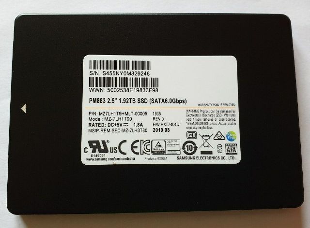 MZ-7LH1T90 | Samsung PM883 1.92TB SATA 6Gb/s 2.5 Solid State Drive (SSD)