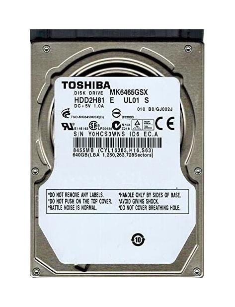 HDD2H81E | Toshiba 640GB 5400RPM SATA 3 Gbps 2.5 8MB Cache Hard Drive